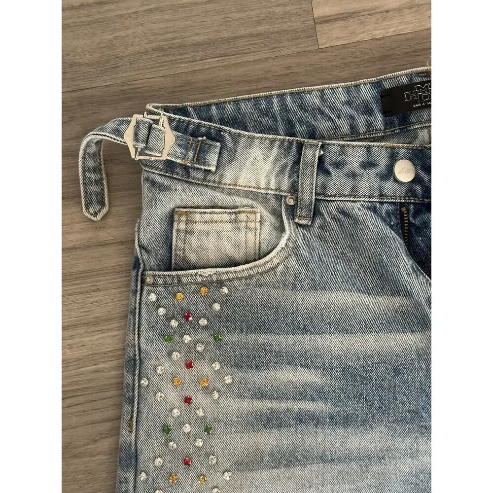 HMDD H Star Crystal Jorts Denim Shorts Size XSmall - Picture 3 of 5